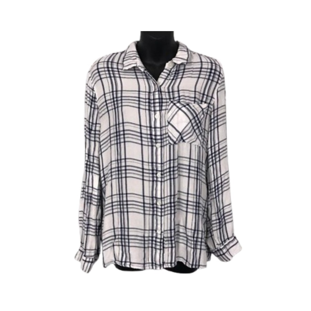 Charlotte Russe Womens Plaid Button Down Shirt Long Sleeve Casual‎ Top Size S